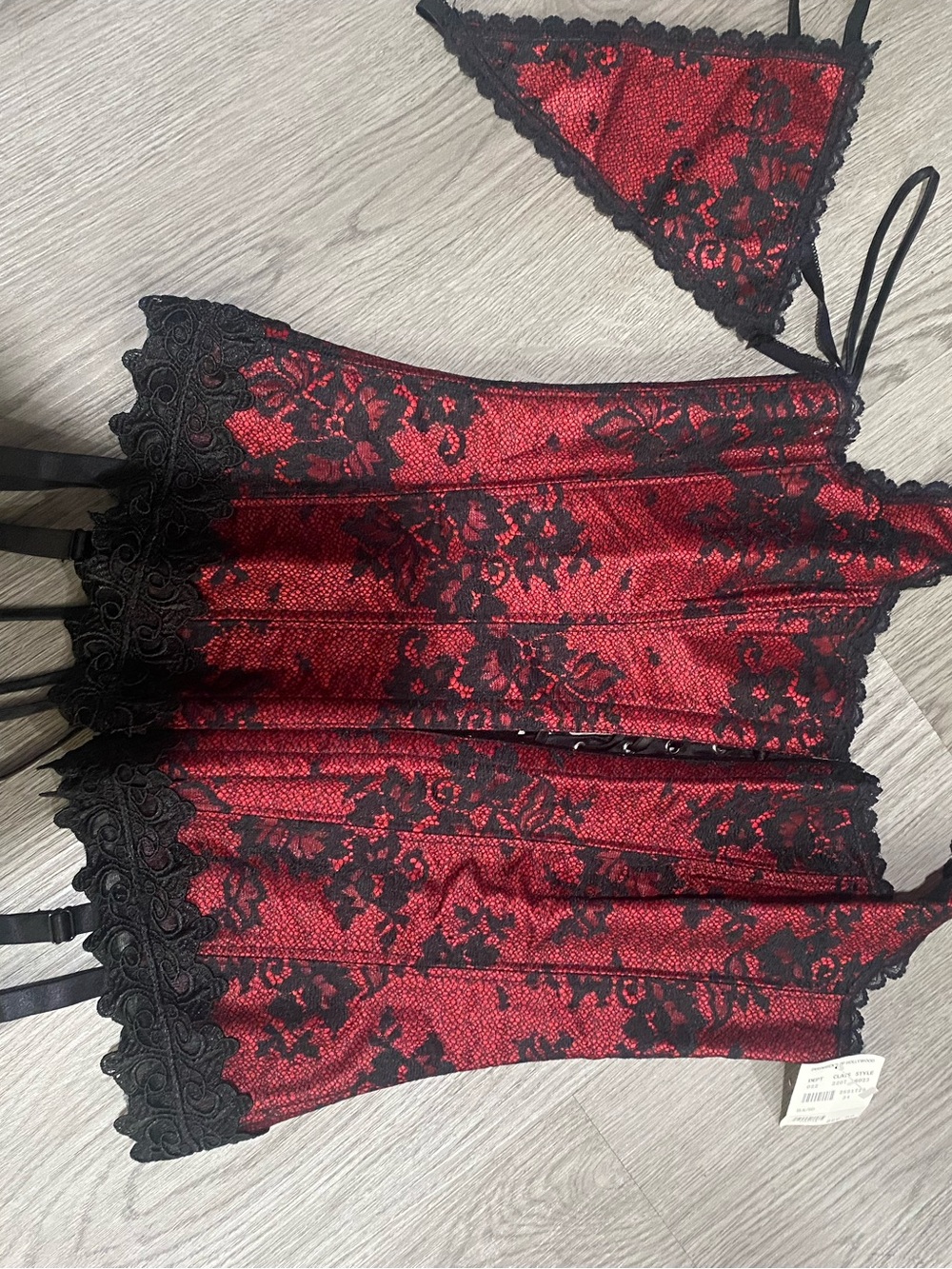 Frederick's of Hollywood Red and Black Lace Bustier
